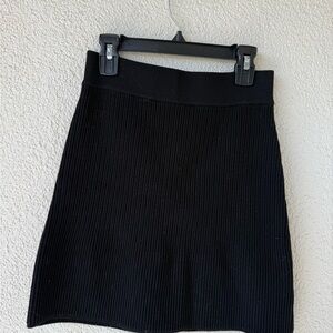 Free People Black Ribbed Mini Skirt